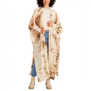 STEVE MADDEN Beige Tie-Dye Woven Duster Kimono/Cover-Up - One Size
